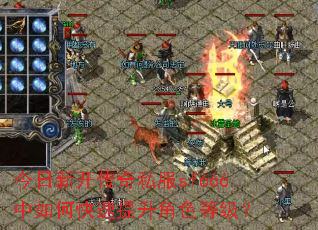 今日新开传奇私服sf666中如何快速提升角色等级? 今日新开传奇私服sf666中如何快速提升角色等级?