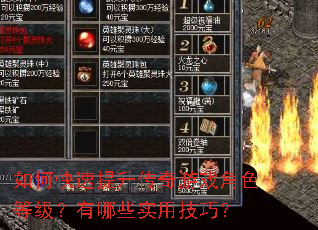 如何快速提升传奇游戏角色等级?有哪些实用技巧? 如何快速提升传奇游戏角色等级?有哪些实用技巧?
